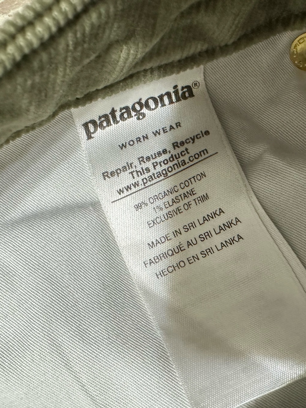 Patagonia Olive Green Corduroy Slim Pants Sz 29 - Picture 5 of 8